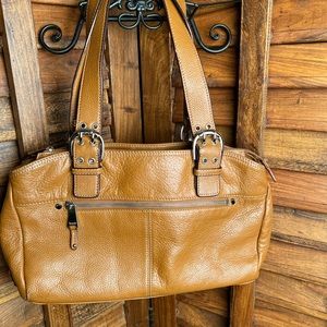 Butter, soft leather bag by Tignanello with status link design interior.